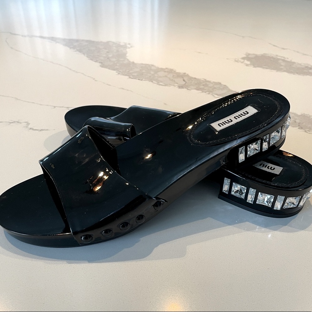 MIU MIU Prada Black Patent Crystal Jeweled